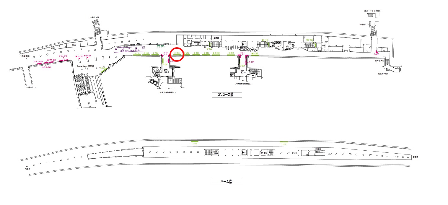 北浜駅　看板No.3-200配置図