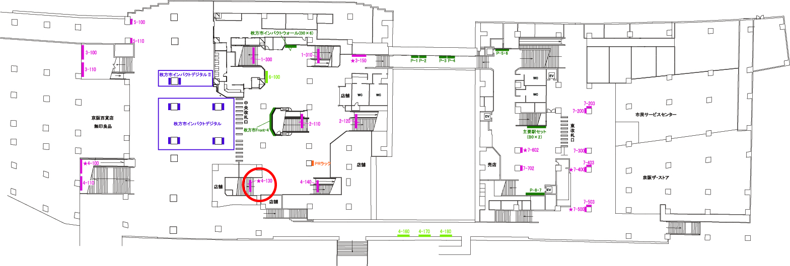 枚方市駅　看板No.4-130配置図