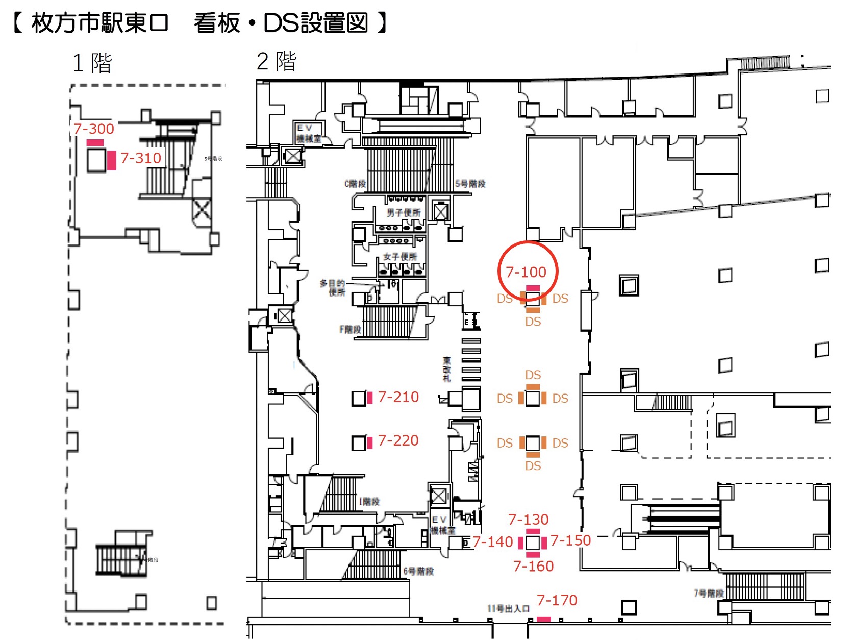 枚方市駅　看板No.7-100配置図