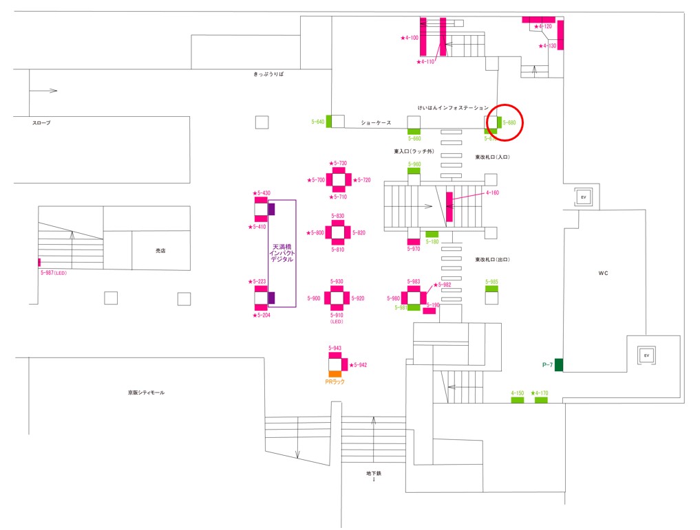 天満橋駅　看板No.5-680配置図