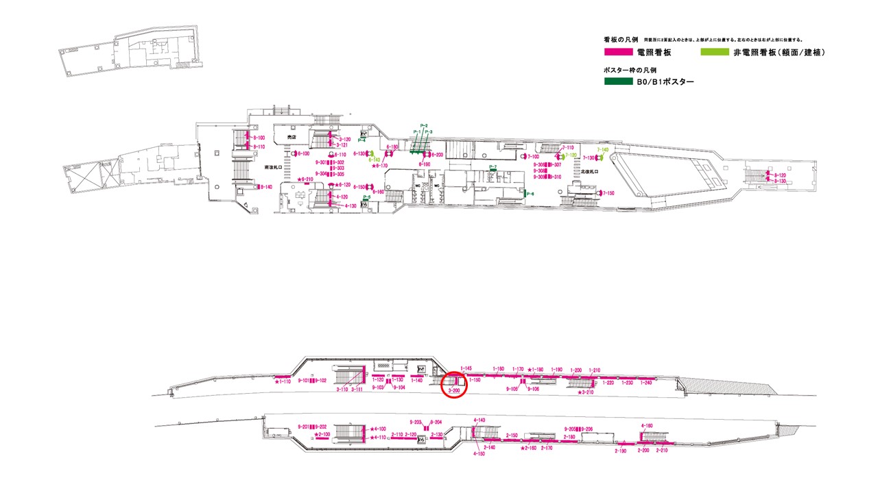 寝屋川市駅　看板No.3-200配置図