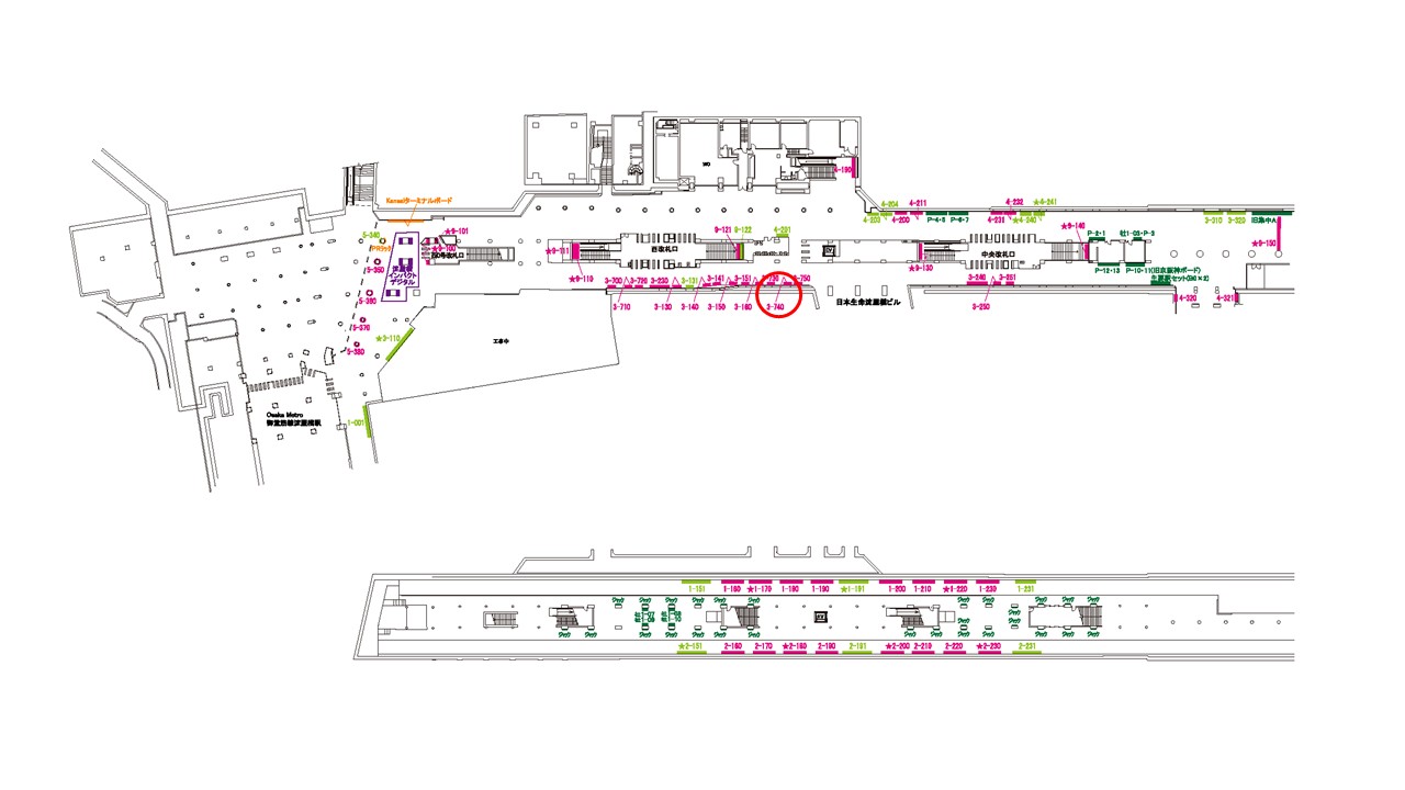 淀屋橋駅　看板No.3-740配置図