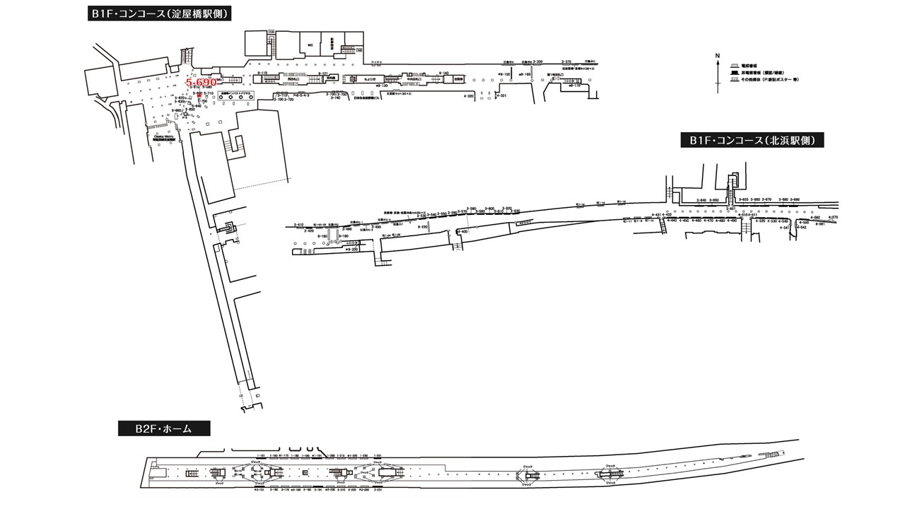 淀屋橋駅 看板No.5-690配置図