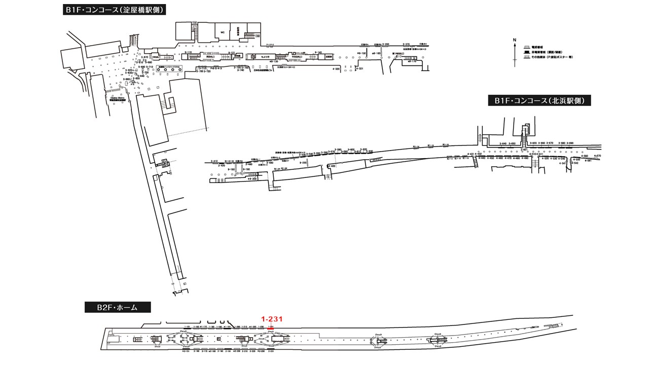 淀屋橋駅 看板No.1-231配置図