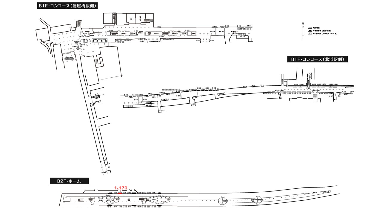 淀屋橋駅 看板No.1-170配置図
