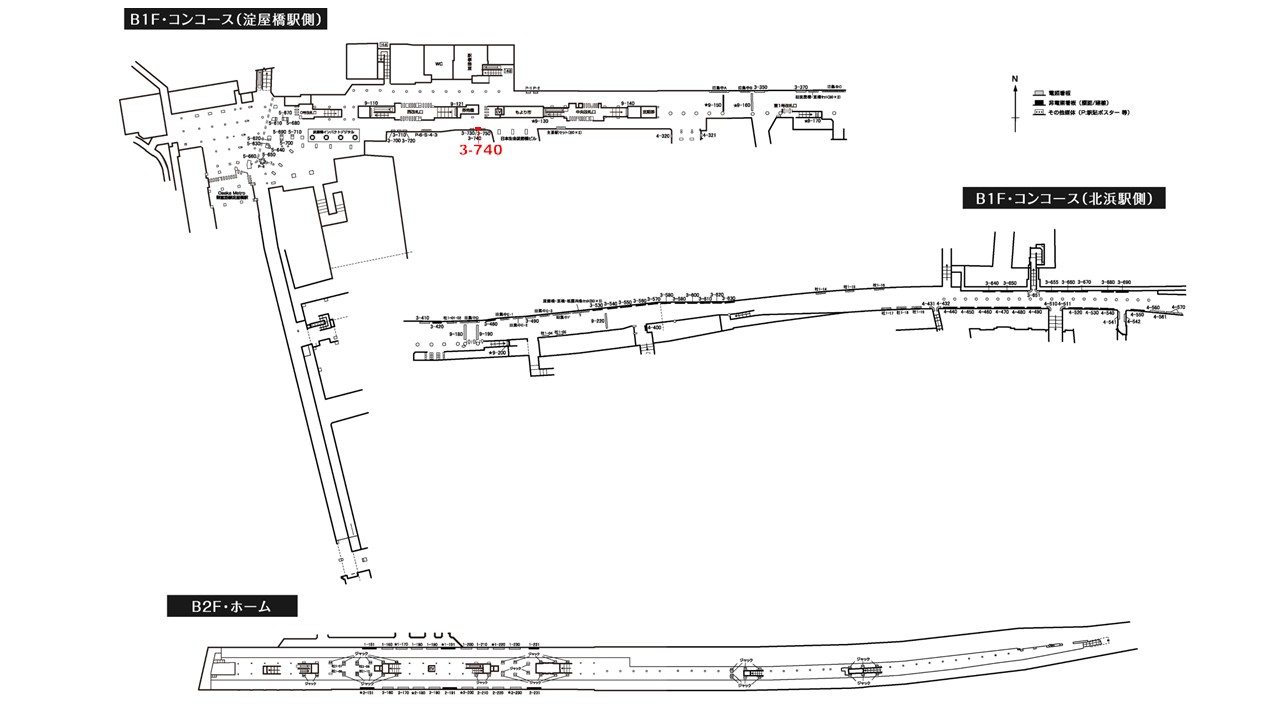 淀屋橋駅　看板No.3-740配置図