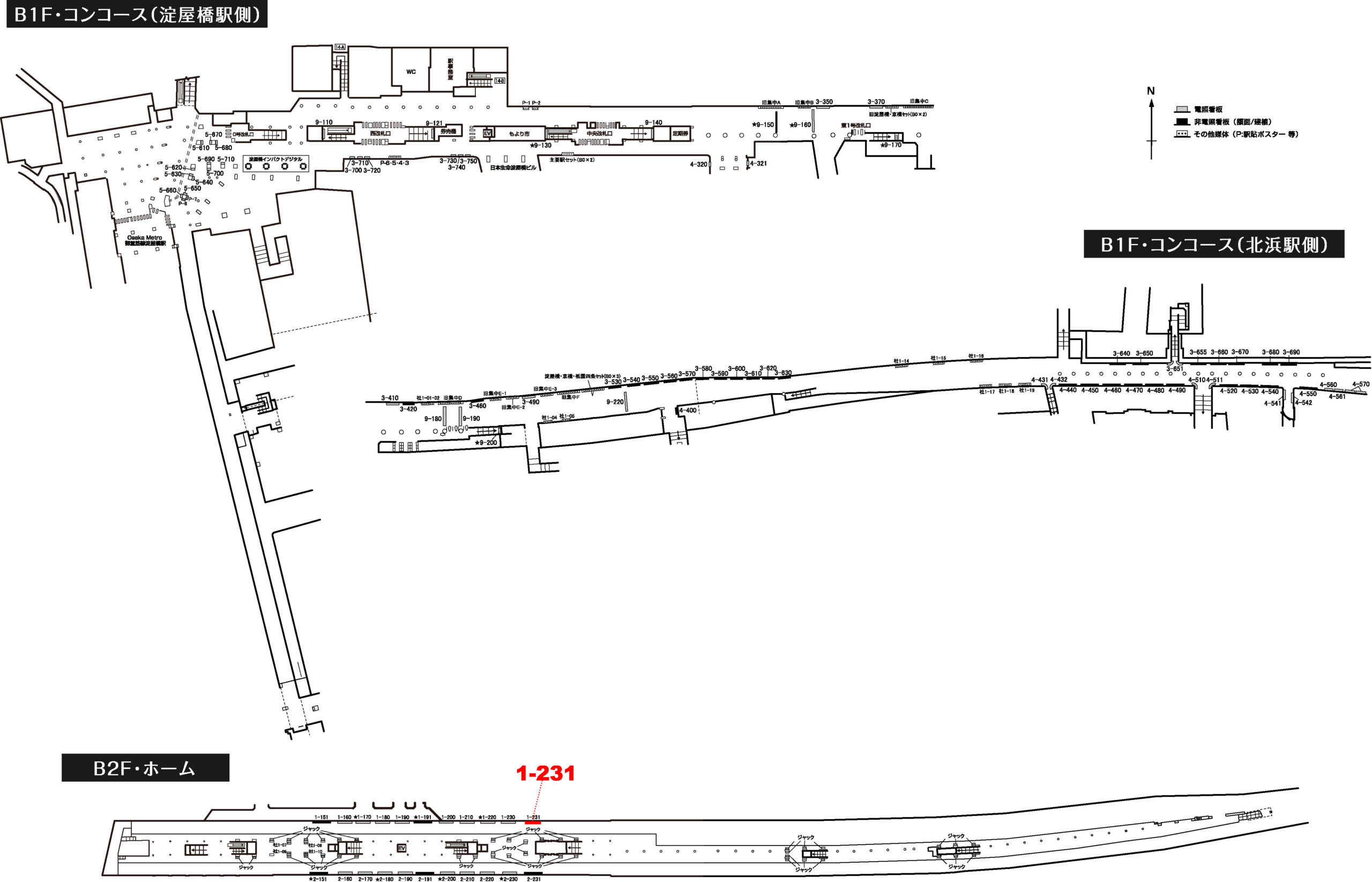 淀屋橋駅　看板No.1-231配置図
